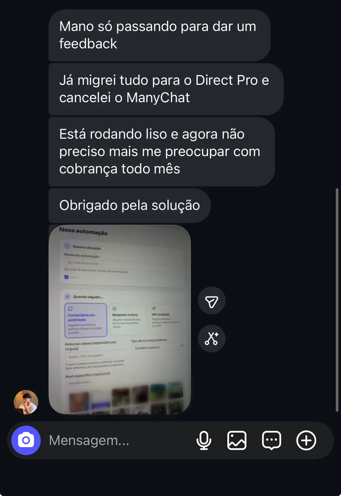 Feedback de cliente que migrou tudo para o DirectPro e cancelou a mensalidade